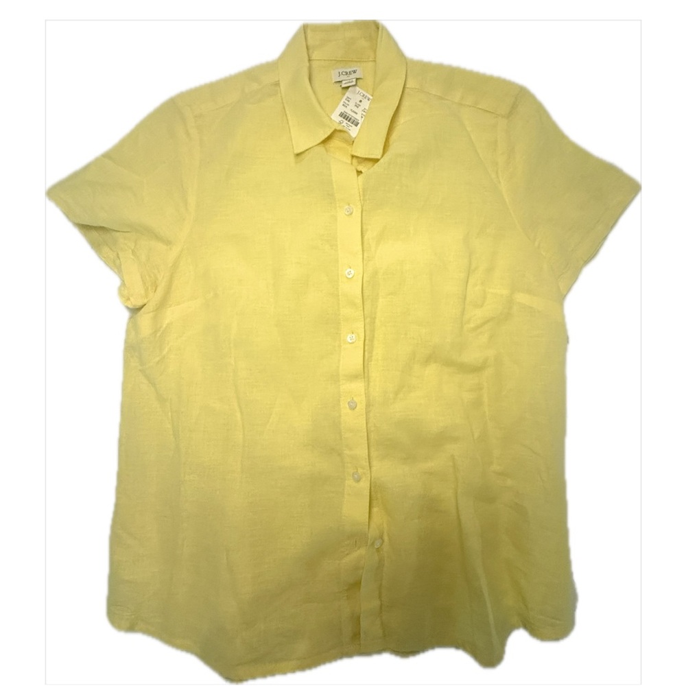 J. Crew Sunny Yellow Linen Button-Down Shirt size medium NWT